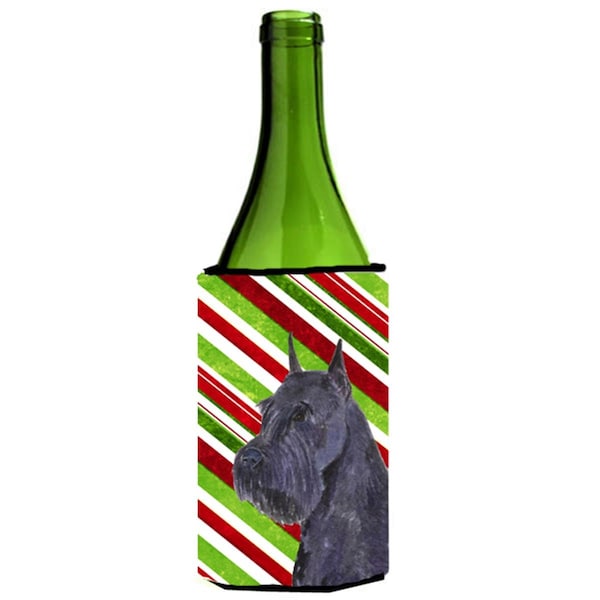 Carolines Treasures Schnauzer Candy Cane Holiday Christmas Wine bottle sleeve Hugger - 24 oz. - SS4592LITERK