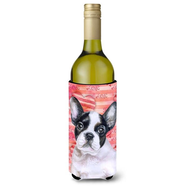 Carolines Treasures French Bulldog Black White Love Wine Bottle Beverge Insulator Hugger - BB9797LITERK