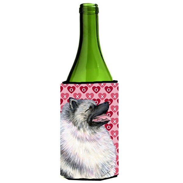 Carolines Treasures Keeshond Hearts Love And Valentines Day Portrait Wine bottle sleeve Hugger - 24 oz. - SS4488LITERK