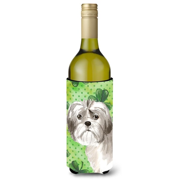 Carolines Treasures Shamrocks Shih Tzu Puppy Wine Bottle Beverge Insulator Hugger - CK1788LITERK