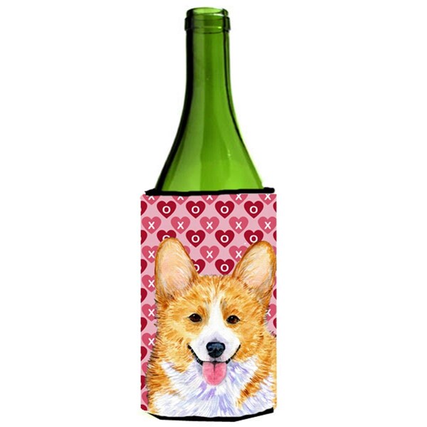 Carolines Treasures Corgi Hearts Love And Valentines Day Portrait Wine bottle sleeve Hugger - 24 oz. - SS4486LITERK
