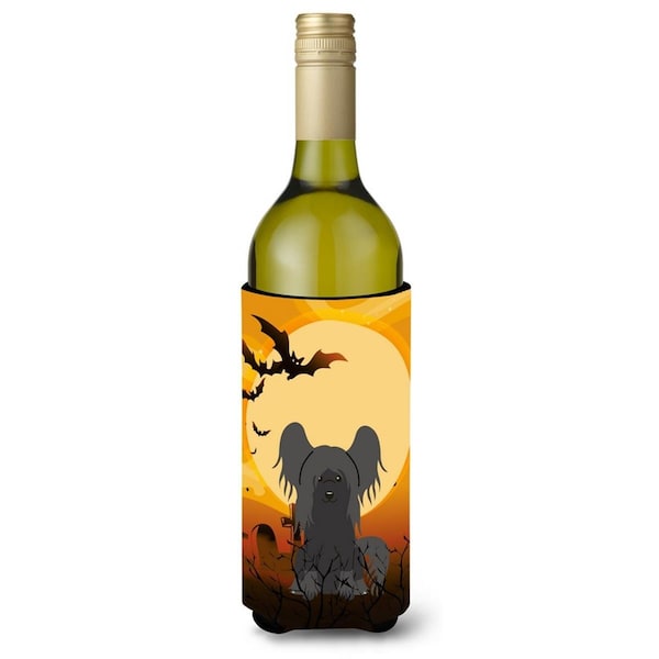 Carolines Treasures Halloween Chinese Crested Black Wine Bottle Beverge Insulator Hugger - BB4378LITERK