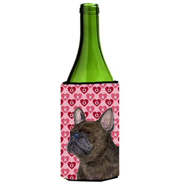 Carolines Treasures French Bulldog Hearts Love And Valentines Day Wine bottle sleeve Hugger - SS4519LITERK