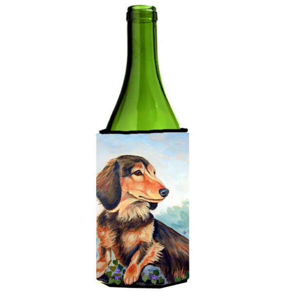 Carolines Treasures Long Hair Chocolate And Cream Dachshund Wine bottle sleeve Hugger - 24 oz. - 7023LITERK