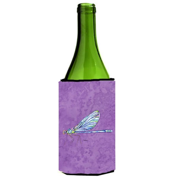 Carolines Treasures Dragonfly On Purple Wine bottle sleeve Hugger - 24 oz. - 8865LITERK