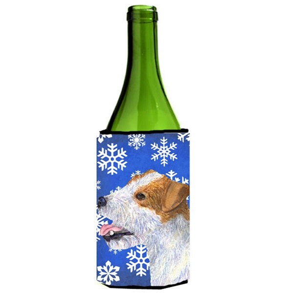 Carolines Treasures Jack Russell Terrier Winter Snowflakes Holiday Wine bottle sleeve Hugger 24 oz. - SS4642LITERK