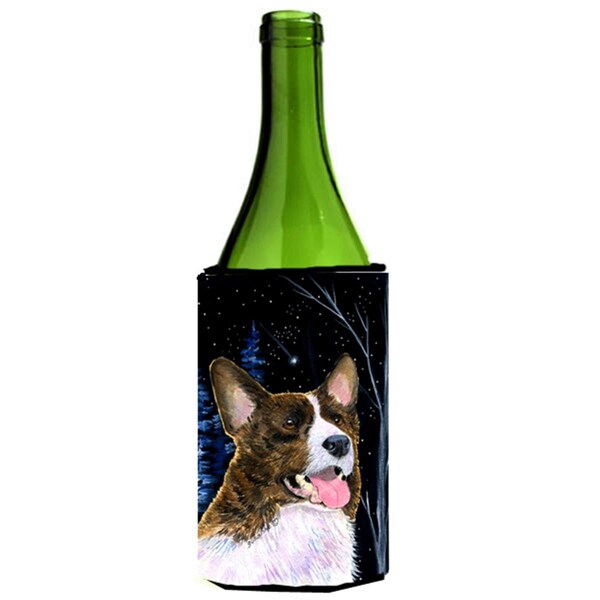 Carolines Treasures Starry Night Corgi Wine bottle sleeve Hugger - SS8387LITERK