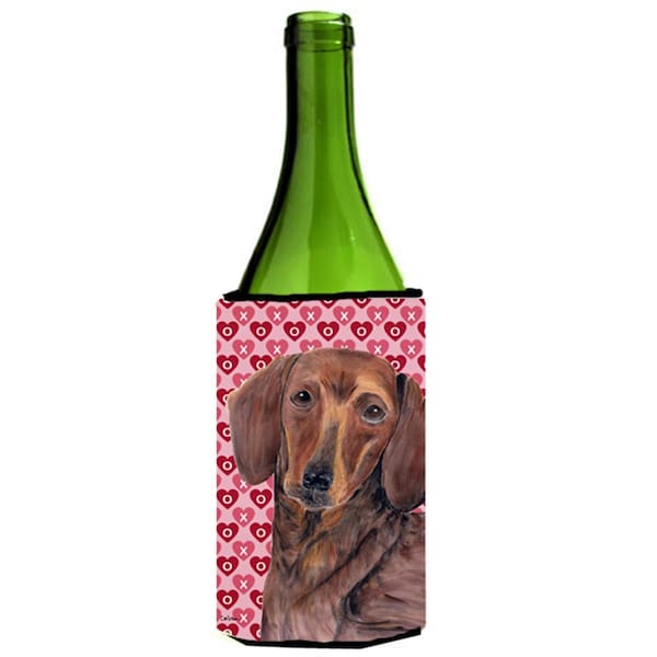 Carolines Treasures Dachshund Hearts Love Valentines Day Portrait Wine bottle sleeve Hugger 24 oz. - SC9271LITERK