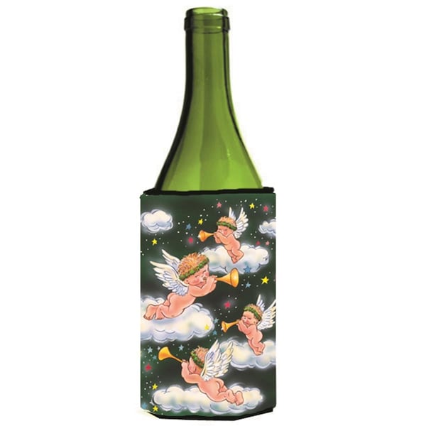 Carolines Treasures Angels on Green Wine Bottle Can cooler Hugger - AAH7253LITERK