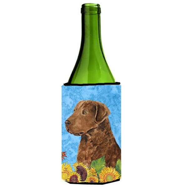 Carolines Treasures Curly Coated Retriever In Summer Flowers Wine bottle sleeve Hugger - 24 oz. - SS4165LITERK