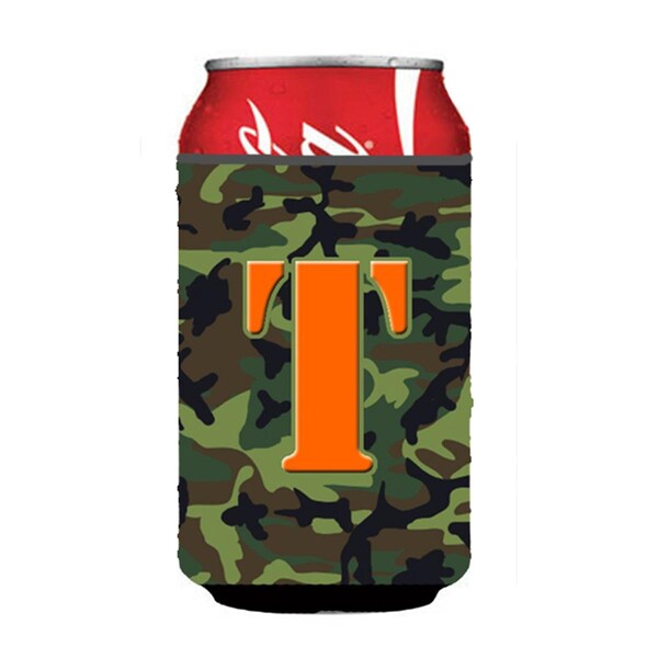 Carolines Treasures Letter T Initial Monogram - Camo Green Can Or Bottle  Hugger - CJ1030-TCC