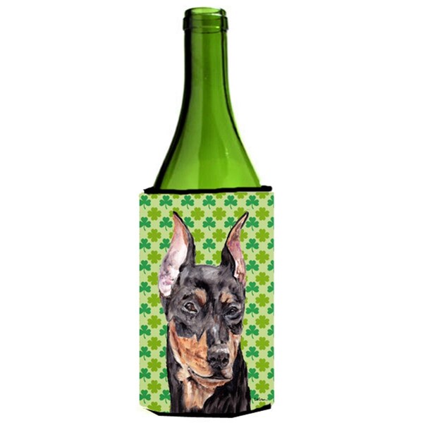 Carolines Treasures German Pinscher Lucky Shamrock St. Patricks Day Wine bottle sleeve Hugger  24 Oz. - SC9740LITERK
