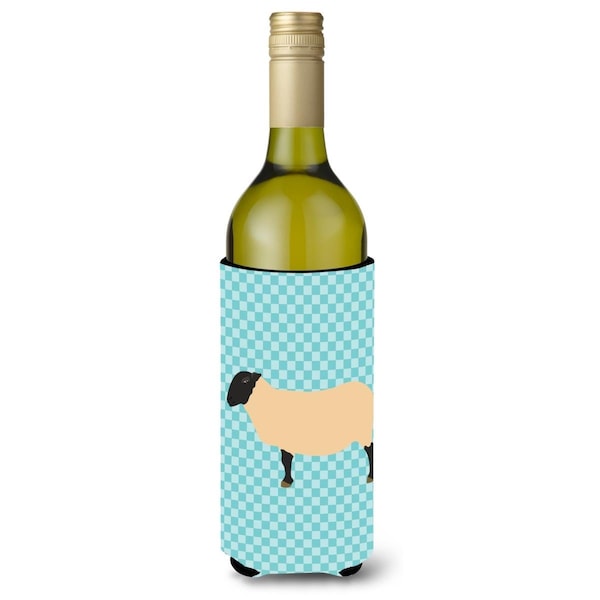Carolines Treasures Suffolk Sheep Blue Check Wine Bottle Beverge Insulator Hugger - BB8146LITERK