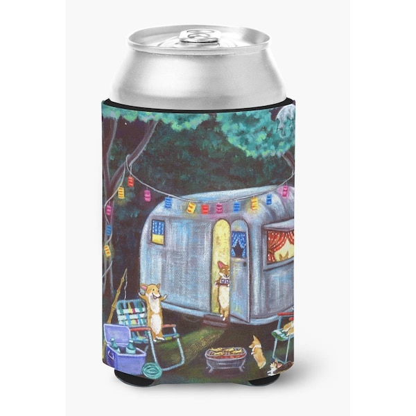 Carolines Treasures Corgi Glamping Fish Tales Trailer Can or Bottle Hugger - 7435CC