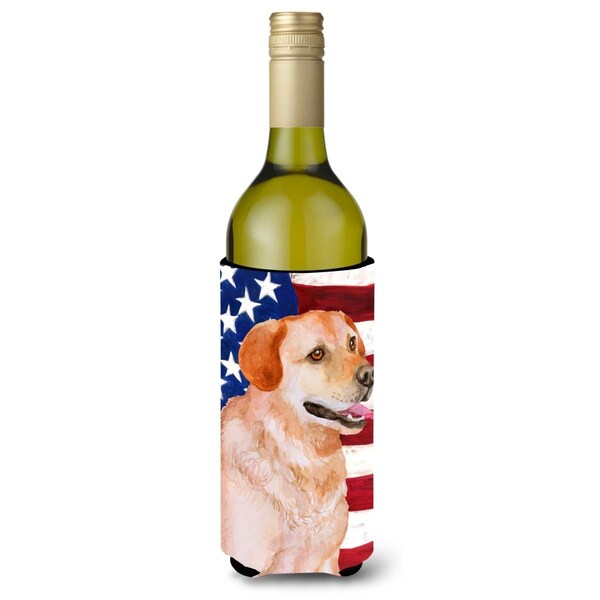 Carolines Treasures Labrador Retriever Patriotic Wine Bottle Beverge Insulator Hugger - BB9714LITERK