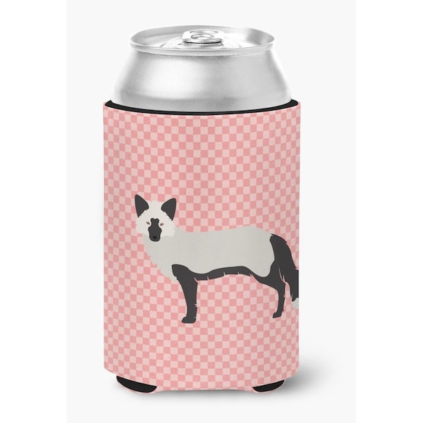 Carolines Treasures Silver Fox Pink Check Can or Bottle Hugger - BB7871CC