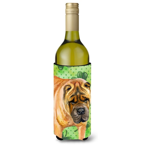 Carolines Treasures Shar Pei St. Patricks Wine Bottle Beverge Insulator Hugger - BB9835LITERK