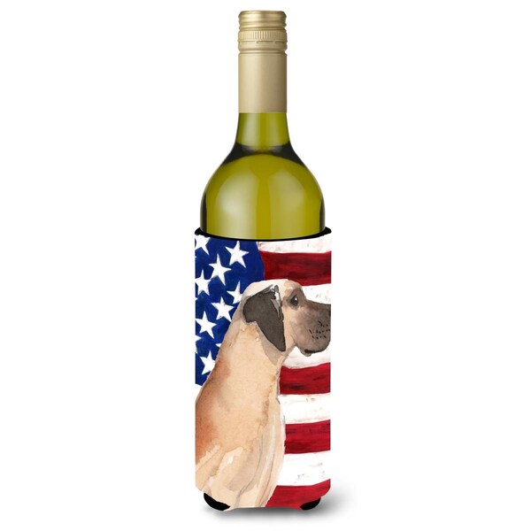 Carolines Treasures Fawn Natural Great Dane Patriotic Wine Bottle Beverge Insulator Hugger - BB9384LITERK