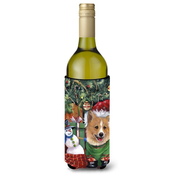 Carolines Treasures 24 oz Corgi Under My Christmas Tree Wine Bottle Hugger - PPP3078LITERK