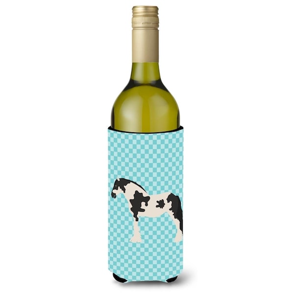 Carolines Treasures Cyldesdale Horse Blue Check Wine Bottle Beverge Insulator Hugger - BB8086LITERK