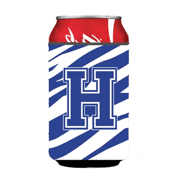 Carolines Treasures Letter H Initial Monogram - Tiger Stripe Blue And White Can Or Bottle  Hugger - CJ1034-HCC
