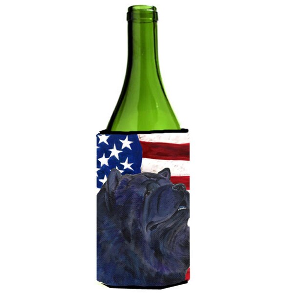 Carolines Treasures Usa American Flag With Chow Chow Wine Bottle  Hugger - 24 oz. - SS4028LITERK