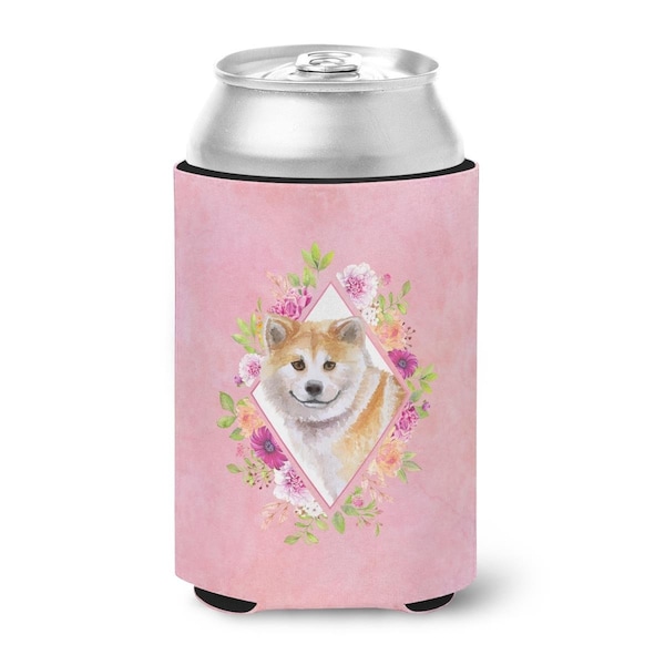 Carolines Treasures Shiba Inu Pink Flowers Can or Bottle Hugger - CK4183CC
