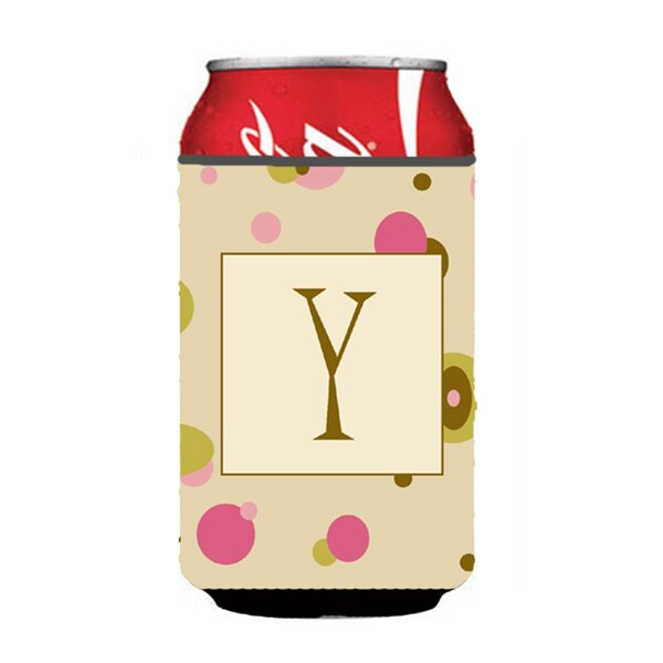 Carolines Treasures Letter Y Initial Monogram - Tan Dots Can or Bottle  Hugger - CJ1004-YCC