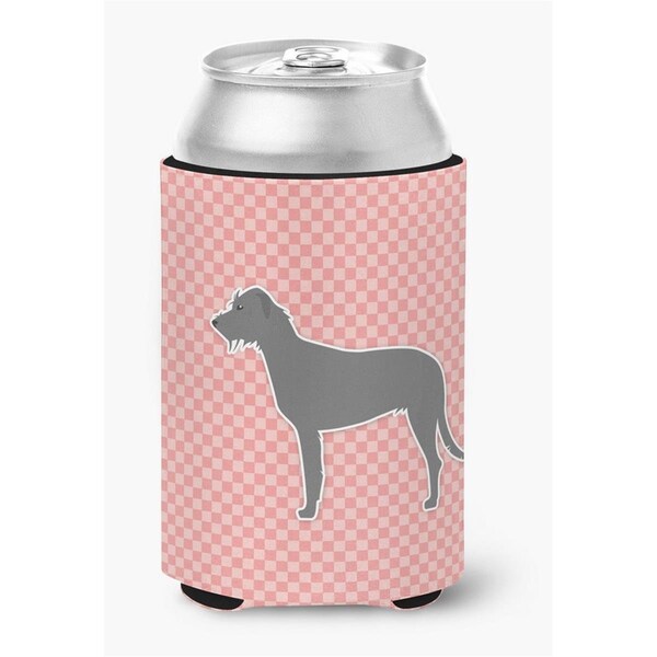 Carolines Treasures Irish Wolfhound Checkerboard Pink Can or Bottle Hugger - BB3603CC