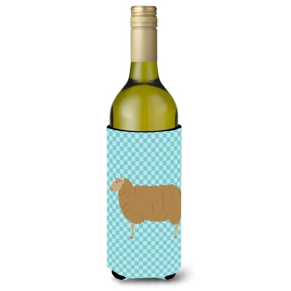Carolines Treasures East Friesian Sheep Blue Check Wine Bottle Beverge Insulator Hugger - BB8151LITERK