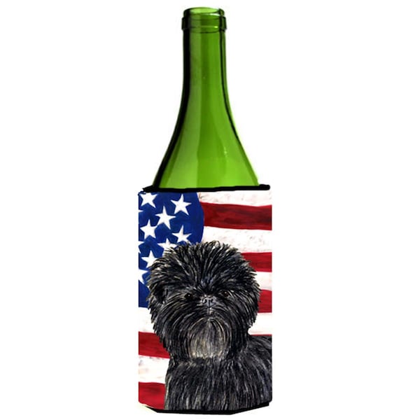 Carolines Treasures Usa American Flag With Affenpinscher Wine bottle sleeve Hugger - 24 oz. - SS4038LITERK