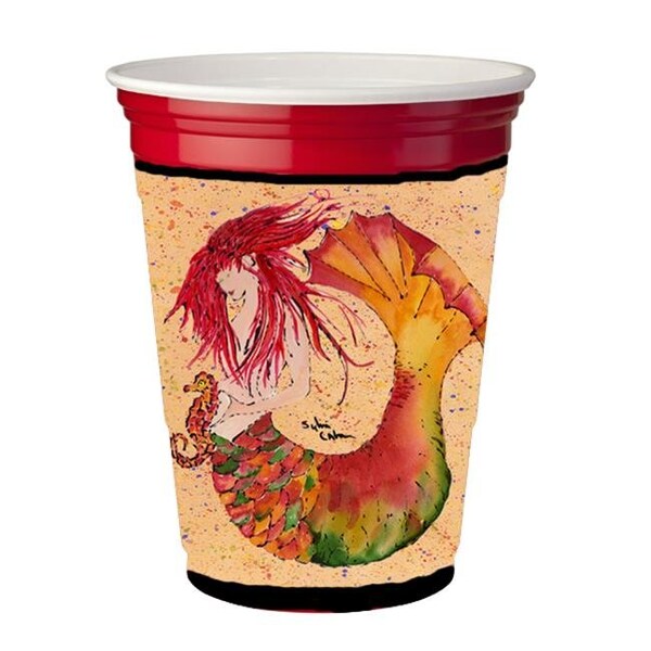 Carolines Treasures Carolines Treasures 8339RSC Mermaid Red Headed Mermaid Red Solo Cup  Hugger - 16 To 22 oz. - 8339RSC