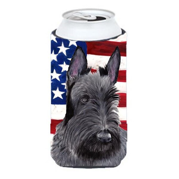 Carolines Treasures Carolines Treasures SC9032TBC Usa American Flag With Scottish Terrier Tall Boy bottle sleeve Hugger - 22 To 24 oz. - SC9032TBC