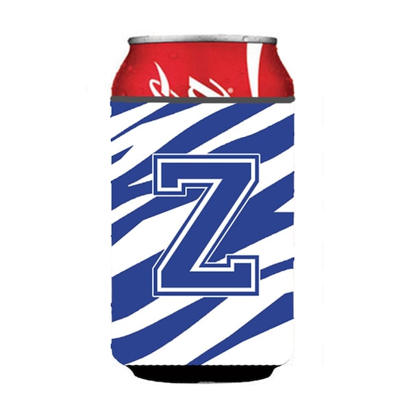 Carolines Treasures Letter Z Initial Monogram - Tiger Stripe Blue And White Can Or Bottle  Hugger - CJ1034-ZCC