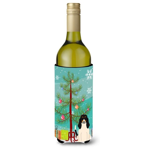 Carolines Treasures Merry Christmas Tree Swiss Hound Wine Bottle Beverge Insulator Hugger - BB4169LITERK