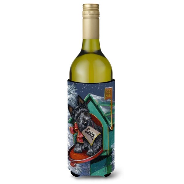 Carolines Treasures 24 oz Scottie Christmas Letter to Santa Wine Bottle Hugger - PPP3178LITERK