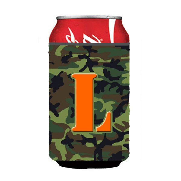Carolines Treasures Letter L Initial Monogram - Camo Green Can Or Bottle  Hugger - CJ1030-LCC