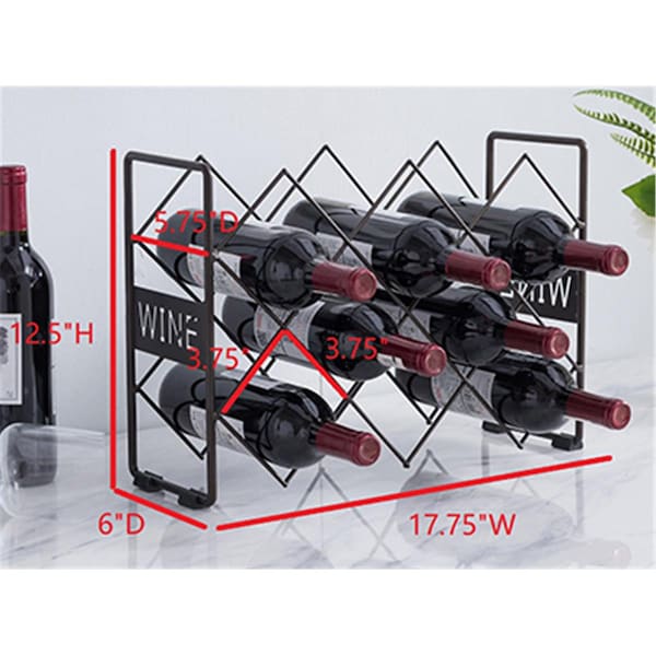 Pan De Molde Denes Metal Wine Rack - Pewter, 12 x 18 x 6 in. - PA3536102
