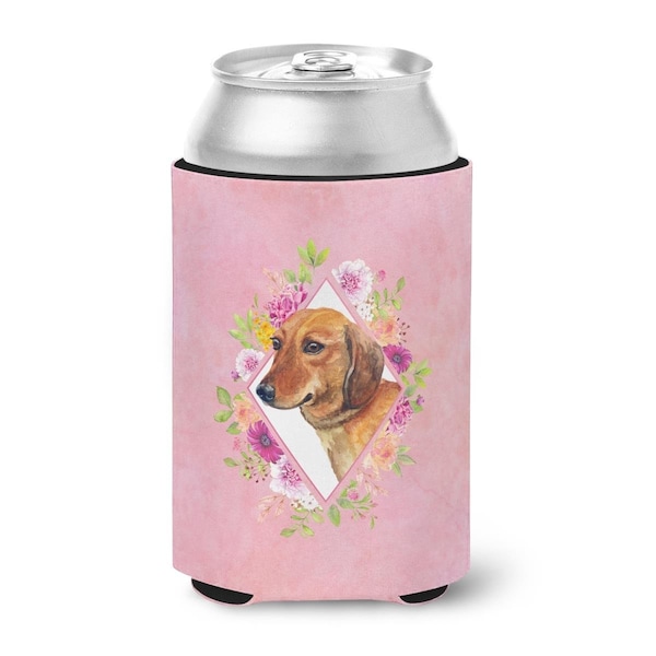 Carolines Treasures Dachshund Red No.1 Pink Flowers Can or Bottle Hugger - CK4134CC