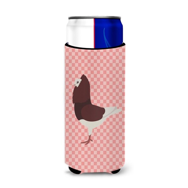 Carolines Treasures Capuchin Red Pigeon Pink Check Michelob Ultra Hugger for Slim Cans - BB7948MUK