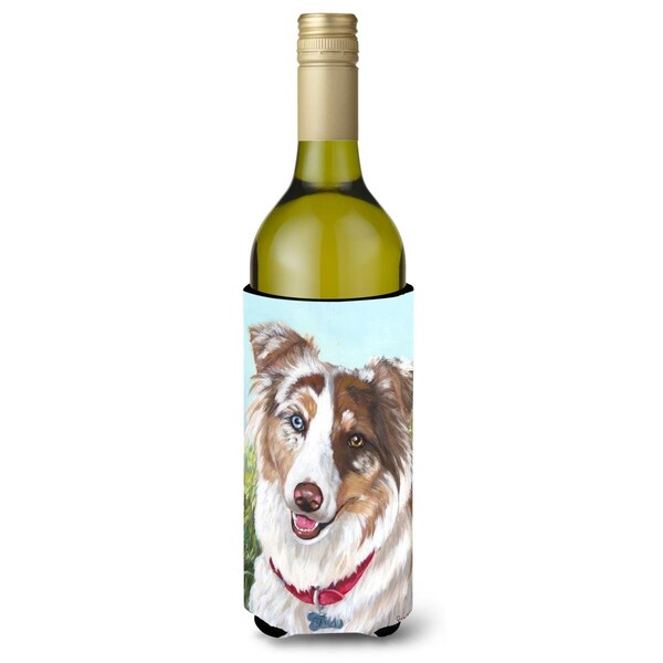 Carolines Treasures 24 oz Australian Shepherd Scarlet Wine Bottle Hugger - PPP3009LITERK