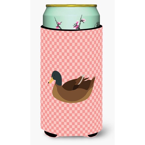 Carolines Treasures Khaki Campbell Duck Pink Check Tall Boy Beverage Insulator Hugger - BB7866TBC