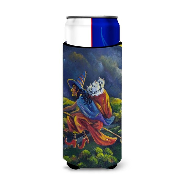 Carolines Treasures 12 oz Westie Halloween Witch Ultra Hugger for Slim Cans - PPP3139MUK