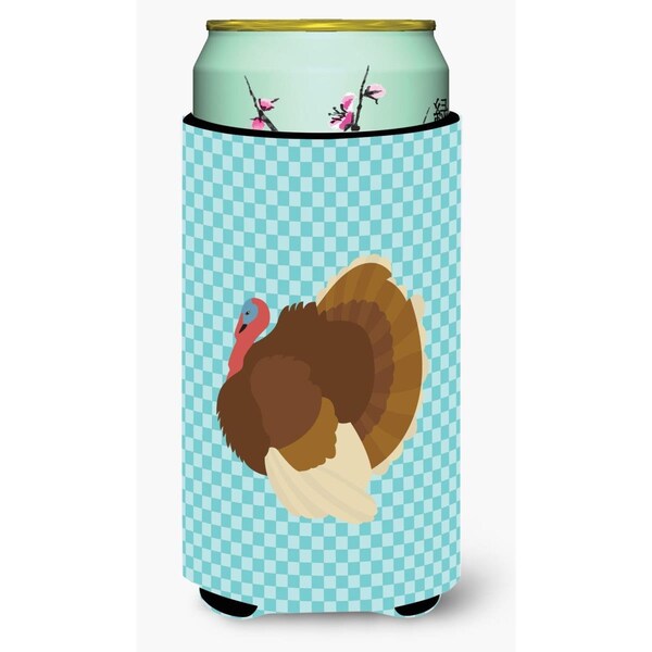 Carolines Treasures French Turkey Dindon Blue Check Tall Boy Beverage Insulator Hugger - BB8164TBC