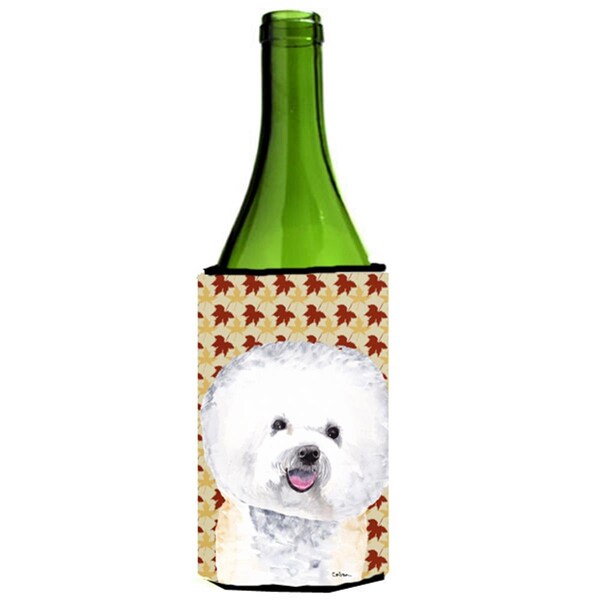 Carolines Treasures Bichon Frise Fall Leaves Portrait Wine Bottle  Hugger - 24 oz. - SC9201LITERK