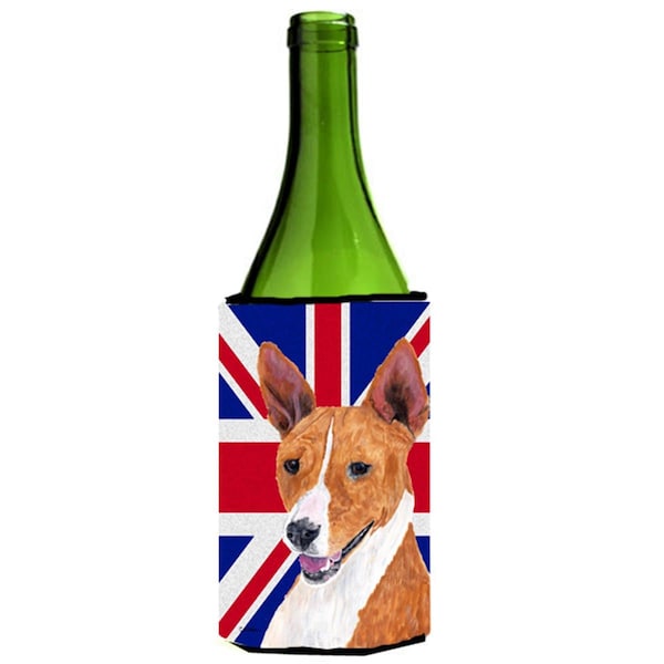 Carolines Treasures Basenji With English Union Jack British Flag Wine bottle sleeve Hugger - 24 Oz. - SC9844LITERK