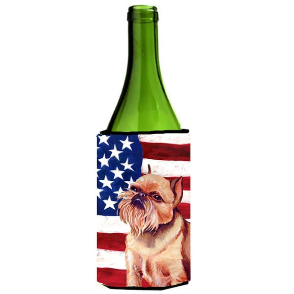 Carolines Treasures USA American Flag with Brussels Griffon Wine bottle sleeve Hugger 24 oz. - LH9023LITERK