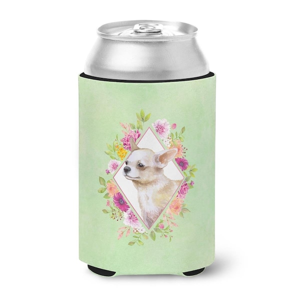 Carolines Treasures Chihuahua No.2 Green Flowers Can or Bottle Hugger - CK4289CC