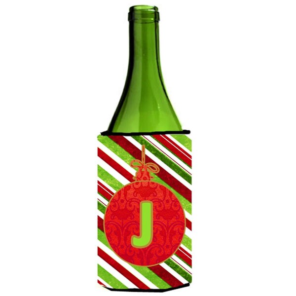 Carolines Treasures Christmas Ornament Holiday Initial Letter J Wine Bottle  Hugger - CJ1039-JLITERK