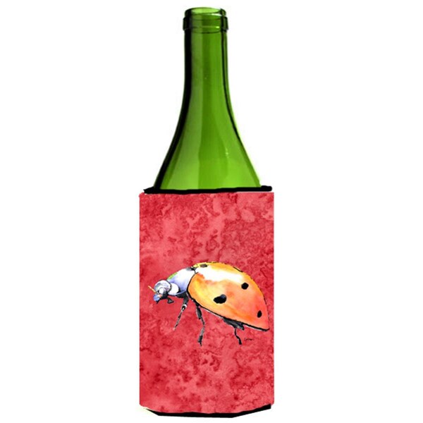 Carolines Treasures Lady Bug On Red Wine bottle sleeve Hugger - 24 oz. - 8868LITERK
